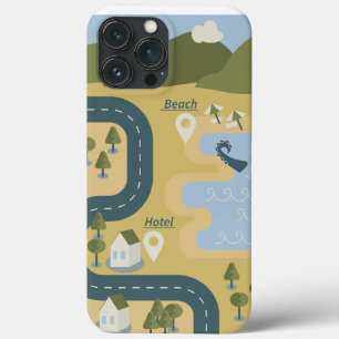 Stijlvolle cartoon landschapsvakantiereiskaart iPhone 13 pro max hoesje