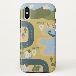 Stijlvolle cartoon landschapsvakantiereiskaart iPhone x hoesje