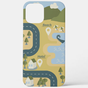 Stijlvolle cartoon landschapsvakantiereiskaart iPhone 12 pro max hoesje