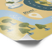 Stijlvolle cartoon landschapsvakantiereiskaart foto afdruk (Hoek)