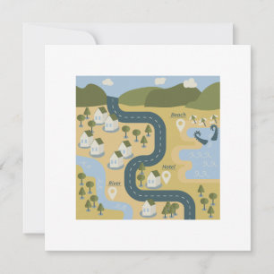 Stijlvolle cartoon landschapsvakantiereiskaart kaart