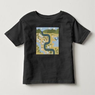 Stijlvolle cartoon landschapsvakantiereiskaart kinder shirts