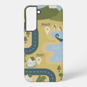 Stijlvolle cartoon landschapsvakantiereiskaart samsung galaxy hoesje