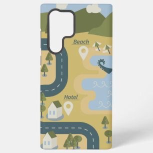 Stijlvolle cartoon landschapsvakantiereiskaart samsung galaxy hoesje