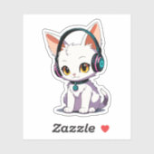 Stijlvolle Cat Dragen Hoofdtelefoon Sticker (Vel)