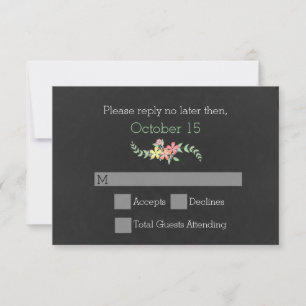 Stijlvolle Chalkboard Wedding RSVP-Kaart RSVP Kaartje