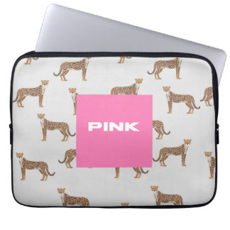 Stijlvolle Cheetah Print Roze Laptop Hoesje – Tren Laptop Sleeve