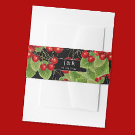 Stijlvolle Cherry Black Bruiloft Initialen Monogra Uitnodigingen Wikkel