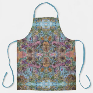 Stijlvolle Chic Bloementuin Aquarel Schildering  Schort