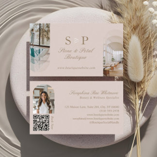 Stijlvolle Chic Elegante Boog Foto's Monogram QR C Visitekaartje