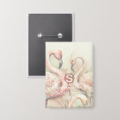 Stijlvolle Chic Flamingo Monogram Gepersonaliseerd Button (Voorkant / Achterkant)