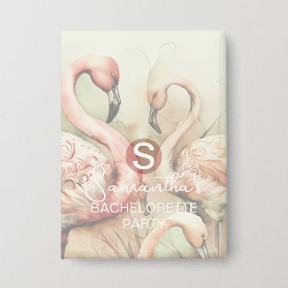 Stijlvolle Chic Flamingo Monogram Persoonlijk Button