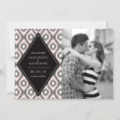 Stijlvolle Chic Mod Diamond Ikat Foto slaat de dat Magnetische Uitnodiging (Voorkant)