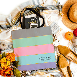 Stijlvolle Chic Pastel Patroon Thema Boodschappen Draagtas