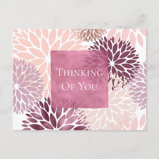 Stijlvolle Chic Pink Bloemen Denken aan jou Briefkaart (Voorkant)