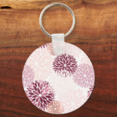 Stijlvolle Chic Pink Floral Sleutelhanger (Achterkant)