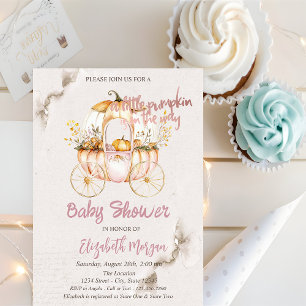 Stijlvolle Chic Pompoen Koets Baby Shower Kaart