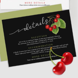 Stijlvolle Chic Red Cherry Black Sage Wedding Deta Informatiekaartje