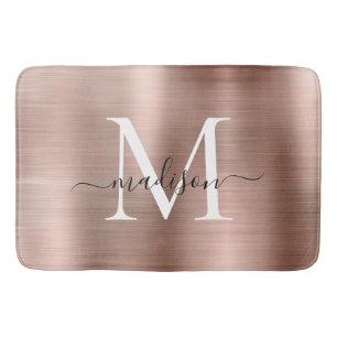 Stijlvolle Chic Roos Gold Steel Metal Monogram Scr Badmat