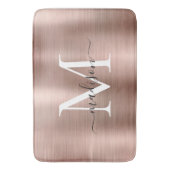 Stijlvolle Chic Roos Gold Steel Metal Monogram Scr Badmat (Voorkant Verticaal)