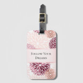 Stijlvolle chic roze bloem bagagelabel (Voorkant (verticaal))