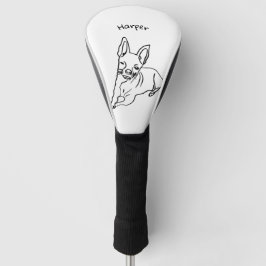 Stijlvolle Chihuahua: gepersonaliseerde lijnkunst  Golfheadcover