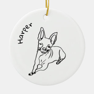 Stijlvolle Chihuahua: gepersonaliseerde lijnkunst Keramisch Ornament