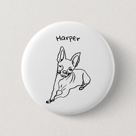 Stijlvolle Chihuahua: gepersonaliseerde lijnkunst  Ronde Button 5,7 Cm