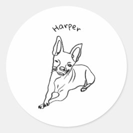 Stijlvolle Chihuahua: gepersonaliseerde lijnkunst  Ronde Sticker