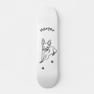 Stijlvolle Chihuahua: gepersonaliseerde lijnkunst Skateboard