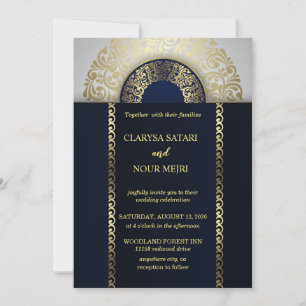 Stijlvolle chique blauw goud geometrische patroon kaart