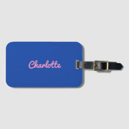 Stijlvolle Chique Blauw Roze Custom Name Girly Mod Bagagelabel