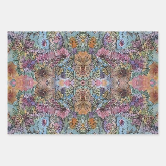 Stijlvolle chique bloementuin Waterverf schilderij Inpakpapier Vel (Voorkant 2)