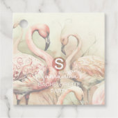 Stijlvolle Chique Flamingo Monogram Met Naam Bedankjes Labels (Voorkant)