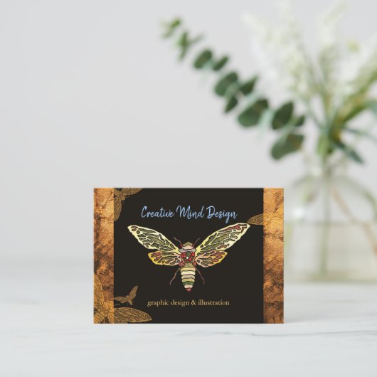 Stijlvolle Cicada Hipster Designer Visitekaartje (Staand voorkant)