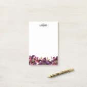 Stijlvolle Classic Paarse Gouden Bloemen Logo Post-it® Notes (Op bureau)