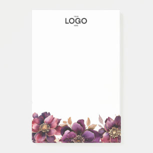 Stijlvolle Classic Paarse Gouden Bloemen Logo Post-it® Notes