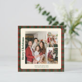 Stijlvolle Classy Plaid 3 foto's Kerstmis Feestdagenkaart (Staand voorkant)