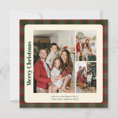 Stijlvolle Classy Plaid 3 foto's Kerstmis Feestdagenkaart (Voorkant)