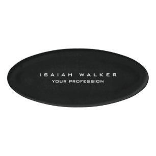 Stijlvolle Classy Plain Unieke Speciale Zwart & Wi Naambadge