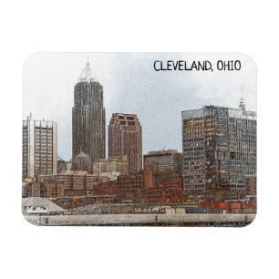 Stijlvolle Cleveland Ohio Skyline Uitzicht Magneet
