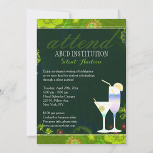 Stijlvolle cocktails fondsenwerving stille veiling kaart