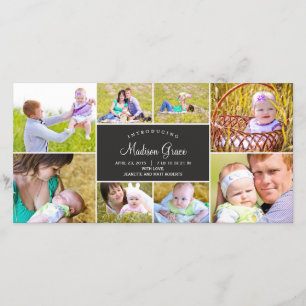 Stijlvolle Collage Geboorteaankondiging - Houtskoo Aankondiging