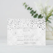Stijlvolle Confetti Silver-Stippen | wit RSVP Kaartje (Staand voorkant)