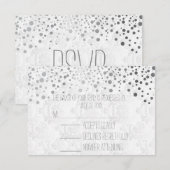 Stijlvolle Confetti Silver-Stippen | wit RSVP Kaartje (Voorkant / Achterkant)
