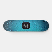 Stijlvolle Cool Blue waterdruppels Monogram Skateboard (Horizontaal)