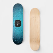Stijlvolle Cool Blue waterdruppels Monogram Skateboard (Voorkant)