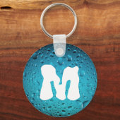 Stijlvolle Cool Blue waterdruppels Monogram Sleutelhanger (Voorkant)