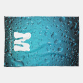 Stijlvolle Cool Blue waterdruppels Monogram Theedoek (Horizontaal)