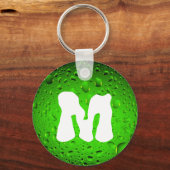 Stijlvolle Cool Green Water druppels Monogram Sleutelhanger (Voorkant)